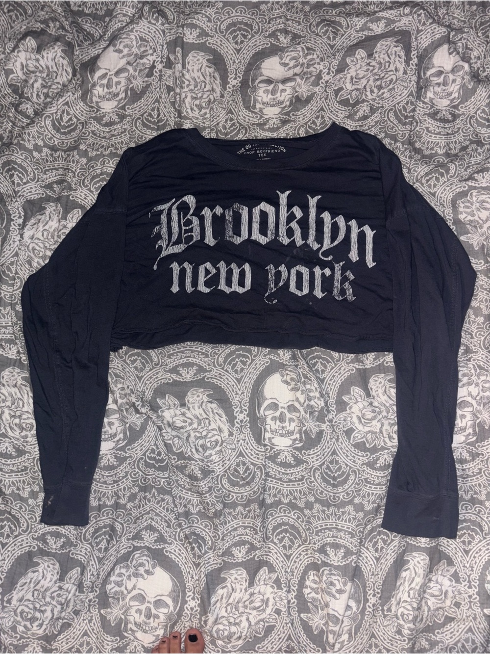 Aeropostale Blue Crop Boyfriend Tee with White Print